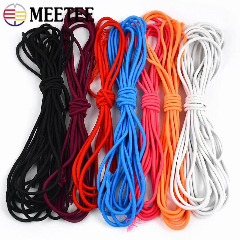 5/10/20M Meetee 4mm Colored Elastic Band Round Stretch Rubber Rope HairBand Clothes Belt Drawstring Elastics Ropes DIY Accessory