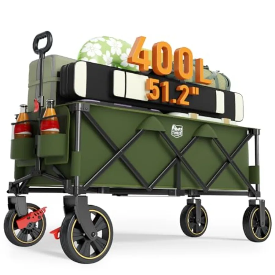 

Складная тележка-платформа 51,2 дюйма с тормозами и сеткой для грузов, сверхпрочная, с регулируемой ручкой, 400 л