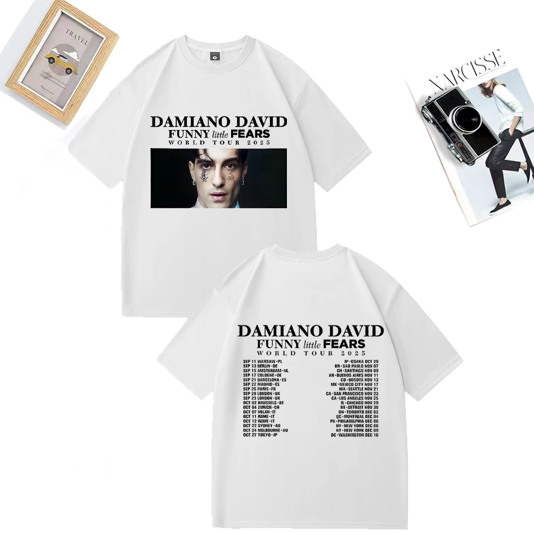 

Damiano David Tour 2025 funny Graphics T-shirt Men Women's vintage T shirts Hip Hop streetwear Short Sleeve Oversized clothing