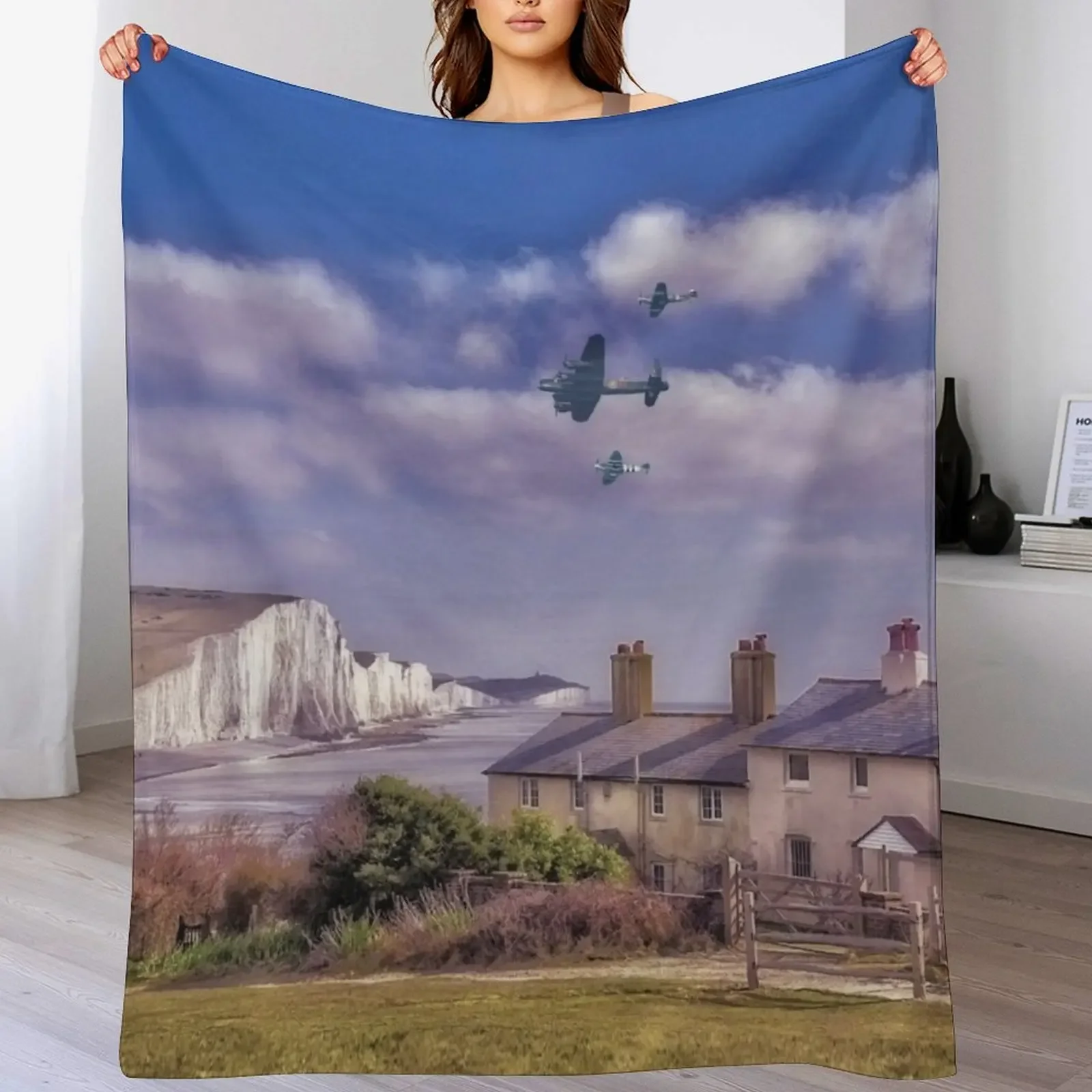 Cuckmere Flyby Throw Blanket decorative Custom Blankets