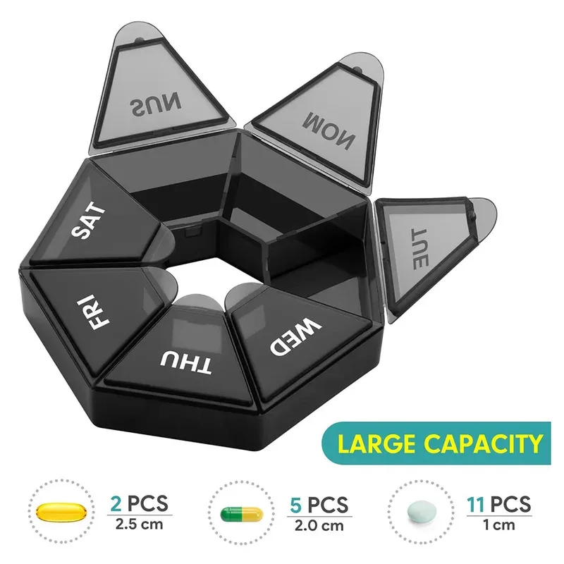6/3/1Pcs 7 Grids Pill Case Plastic 7 Days Candy Box Portable Storage Tablet Holder Travel Organizer Dispenser Container
