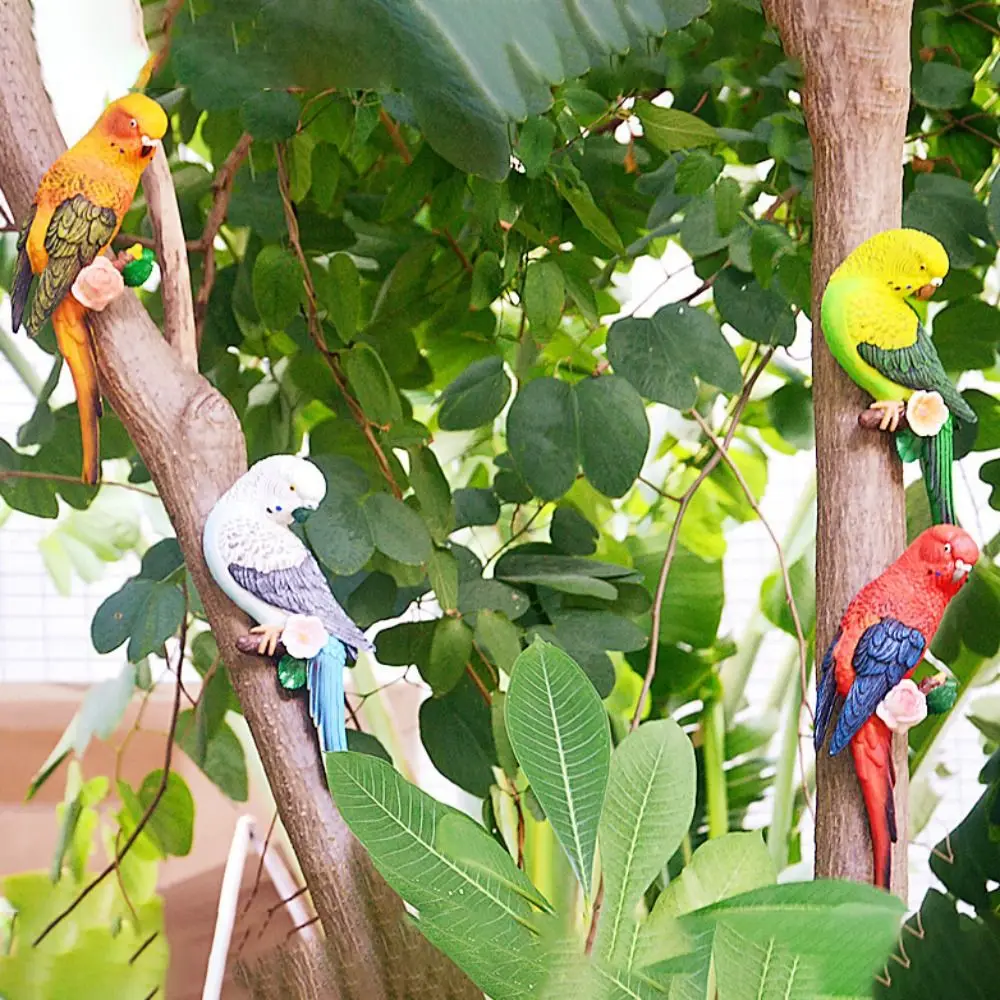 الحرف الراتنج الببغاء تمثال الببغاء الحائط مقلد الحيوان النحت الإبداعية حية الطيور التماثيل الفناء