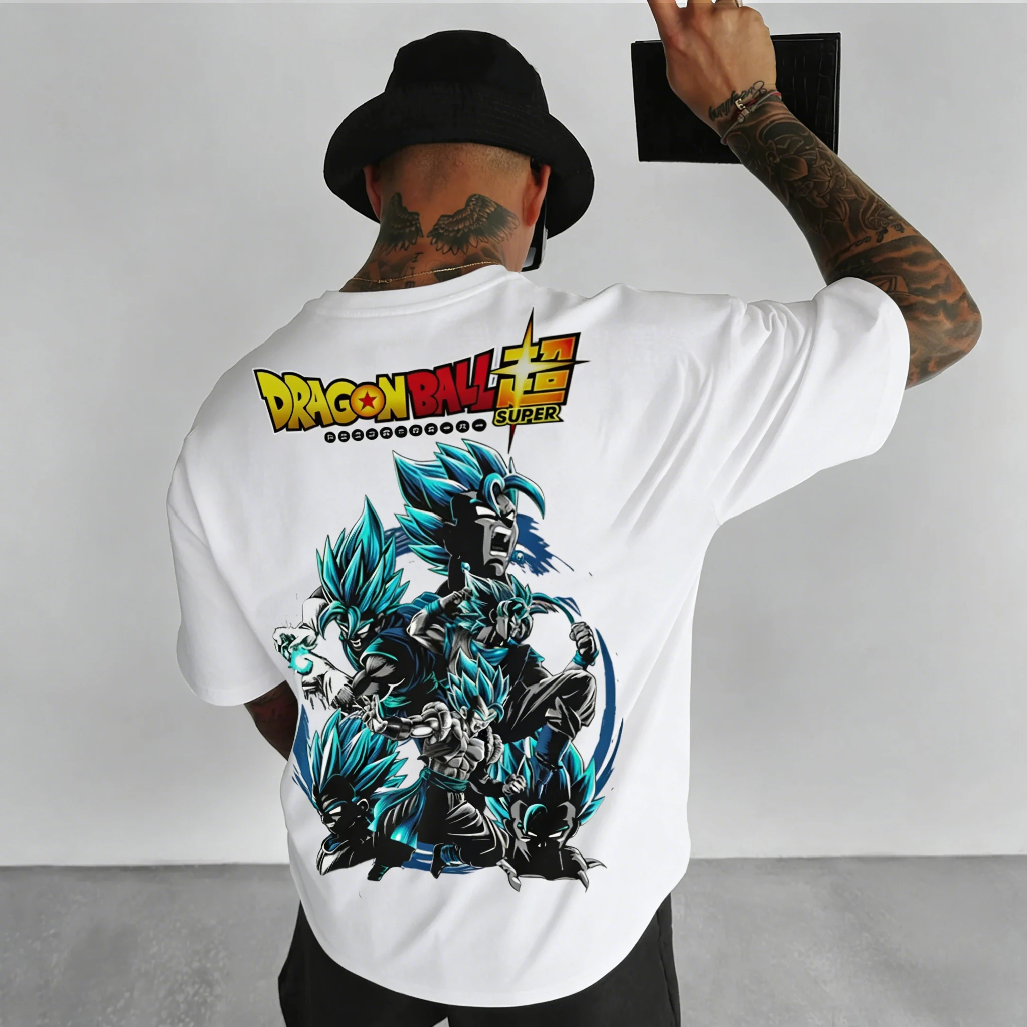 Dragon Ball Anime Goku em torno do pescoço de manga curta 2026 verão americano masculino solto e respirável esportes camiseta de algodão