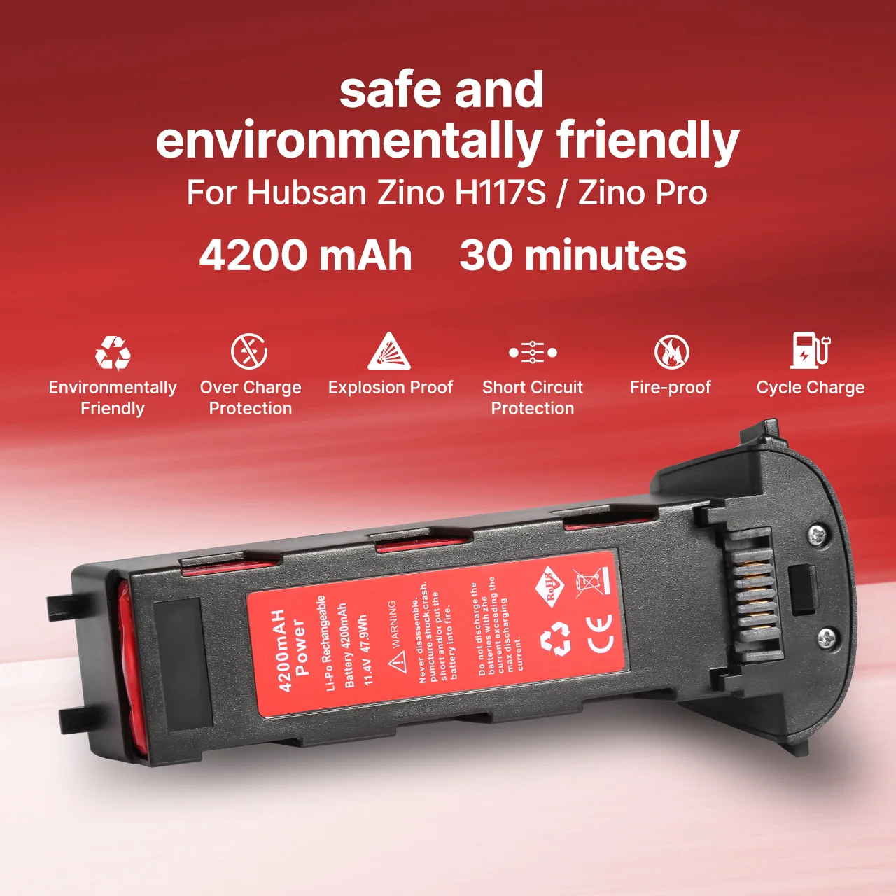 11.4V 4200Mah Batterij Voor Hubsan H117S Zino Gps Rc Quadcopter Onderdelen Intelligente Vlucht Batterij Voor Rc Camera drone Rood