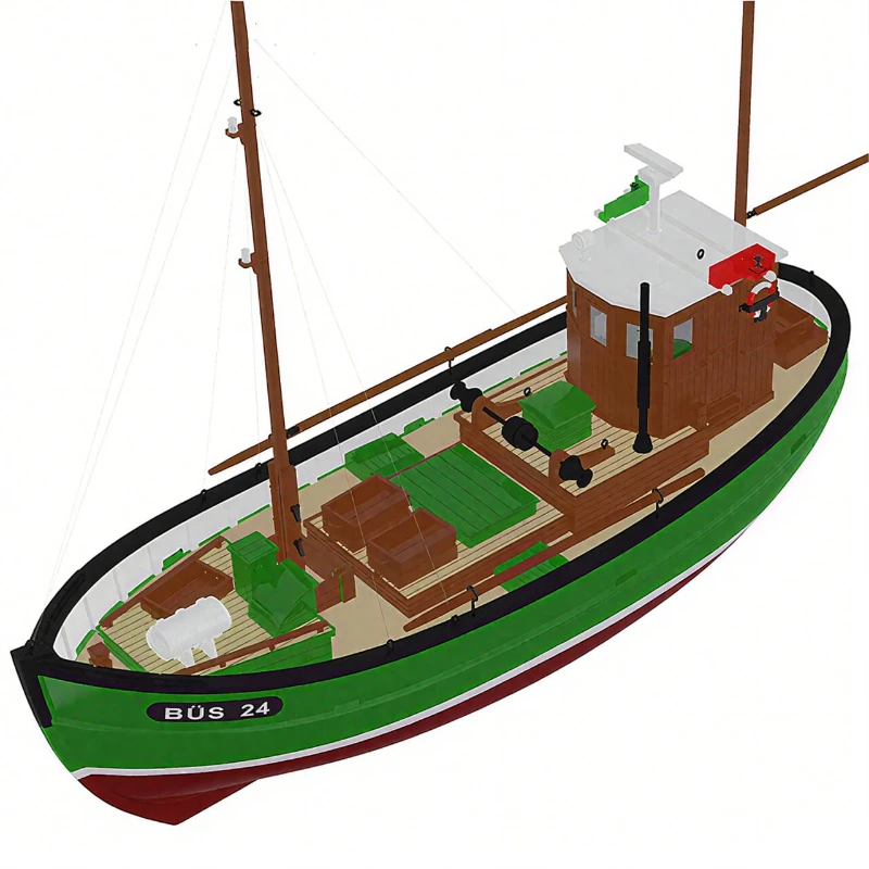 1/50 BUS 24 RC bateau de pêche KIT Version en bois assemblé modèle de bateau ensemble Simulation européenne bateau de pêche modèle de bateau RC dynamique