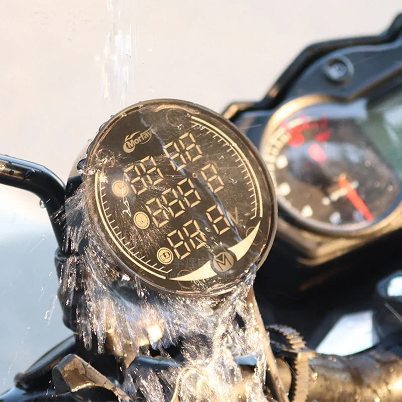 Motorcycle Voltmeter Waterproof 9-24V 5-in-1 9V-24V Digital Time Clock Water Thermometer Voltage Voltmeter Motorcycle Time Clock