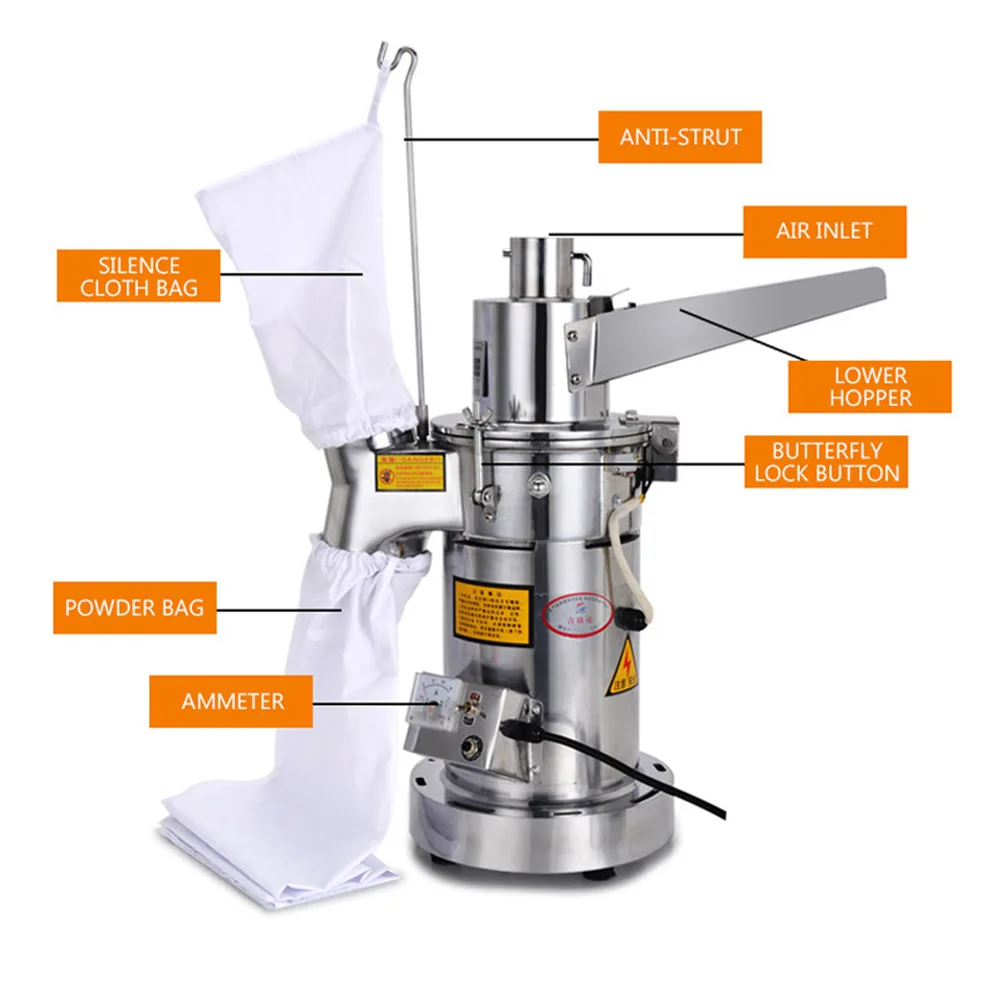 Electric Automatic Powder Milling Grinding Machine  Ultra-fine Grinder Medicine Powder Grinder 2200W