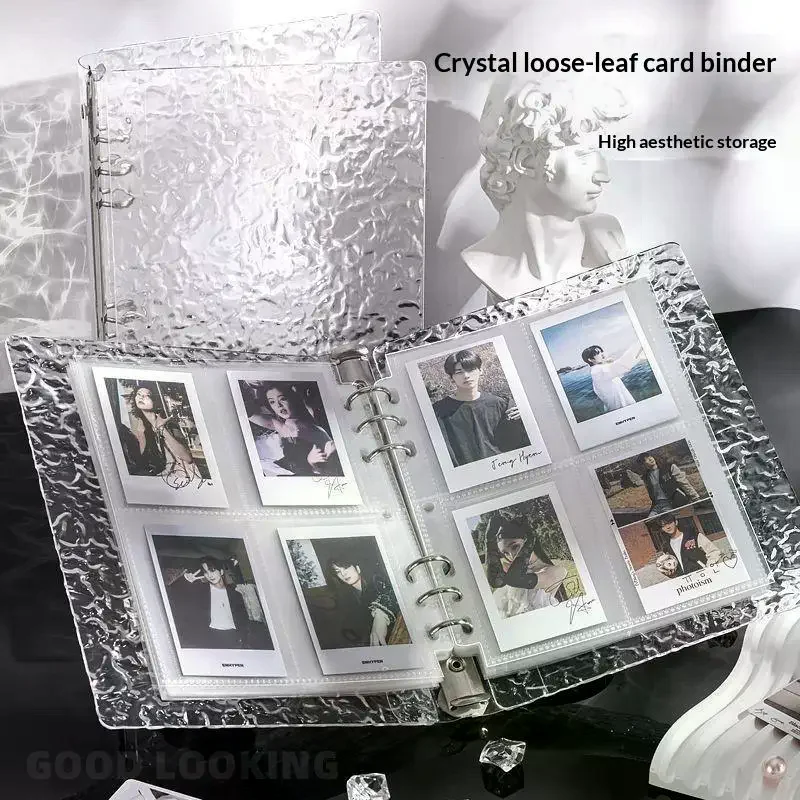 /PFU/Hole Album Folder A5 Binder Cover Photo Cards Collection Organizer Acrylic Water Ripple Transparent Album 6