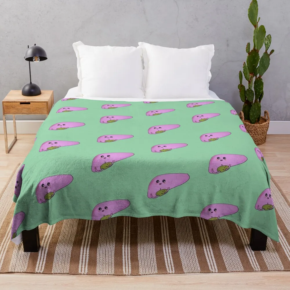 Cute liver and gallbladder Throw Blanket Thin Sofas Nap Blankets