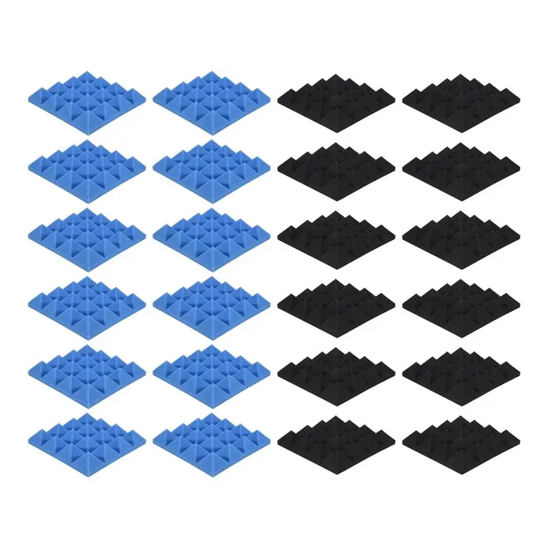 ABVT-24Pcs 25X25x5cm Studio Acoustic Soundproof Foam Pyramid Noise Insulation Sound Absorption Treatment Panels