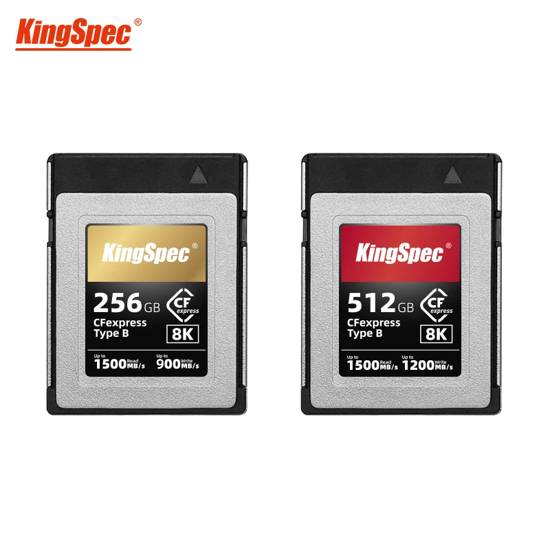 

KingSpec CFexpress Type B Card 256GB 512GB Memory Card CF Express RAW 4K/8K Video PCIe Gen3x2 Flash Memory Cards