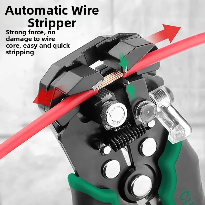 Carbon Steel 8-Piece Tool Set with Automatic Wire Stripper Screwdrivers and Combination Pliers for Home Workshop Applications