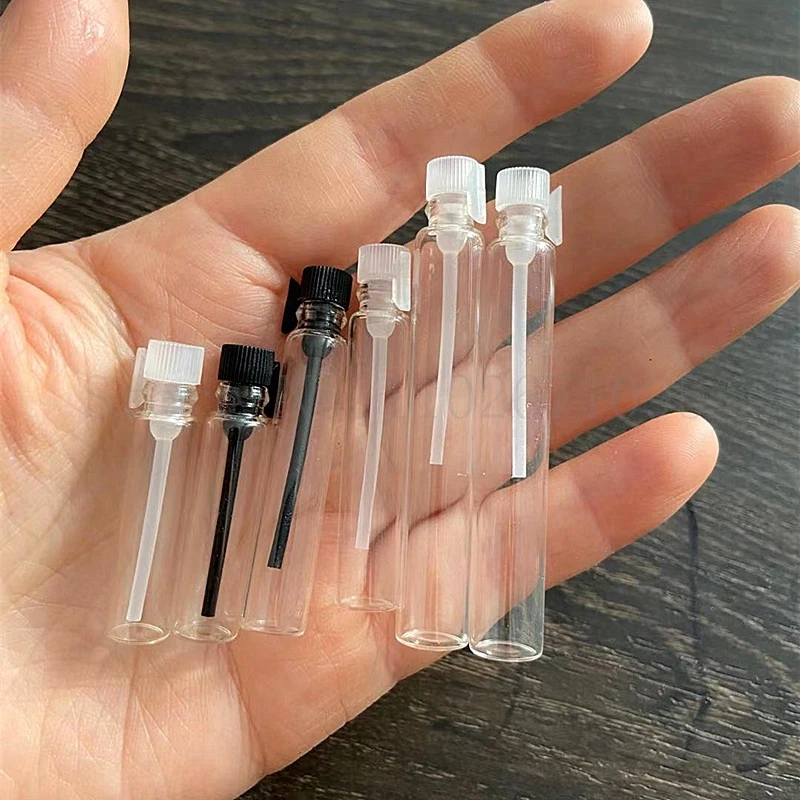 100PCS/LOT 0.5 1 2 3ml Clear Transparent Glass Essential Oil Perfume Drop Stick Sample Bottle