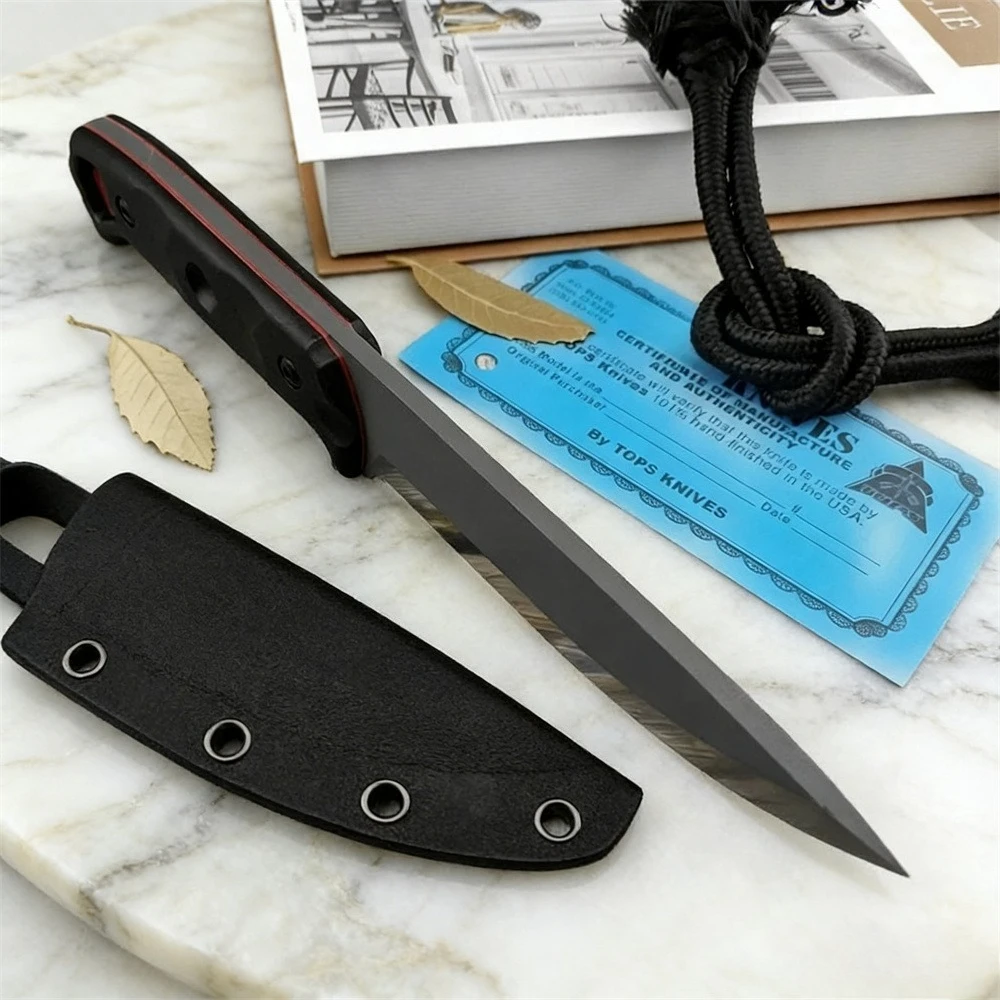 High Hardness D2 Fixed Blade Cutting Knife with Nylon Glass Fiber Handle, Durable Outdoor Camping Gear with Scabbard for Men