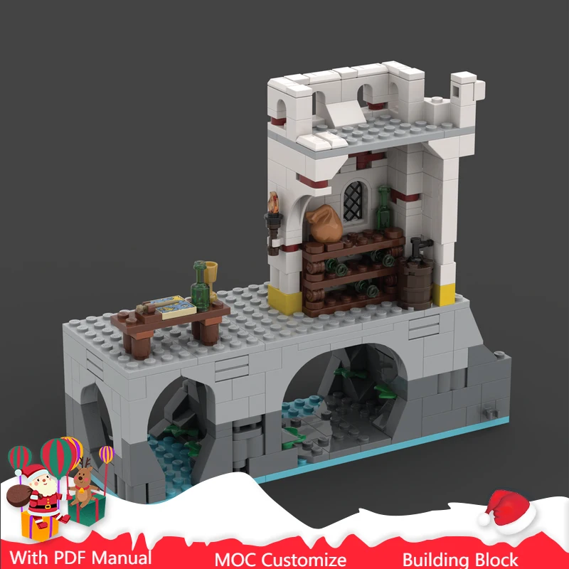 

339 шт. MOC, средневековая комната для хранения, крепость, модульная модель, строительные блоки, сделай сам, сборка, дисплей, игрушки, детские рождественские подарки-сюрпризы