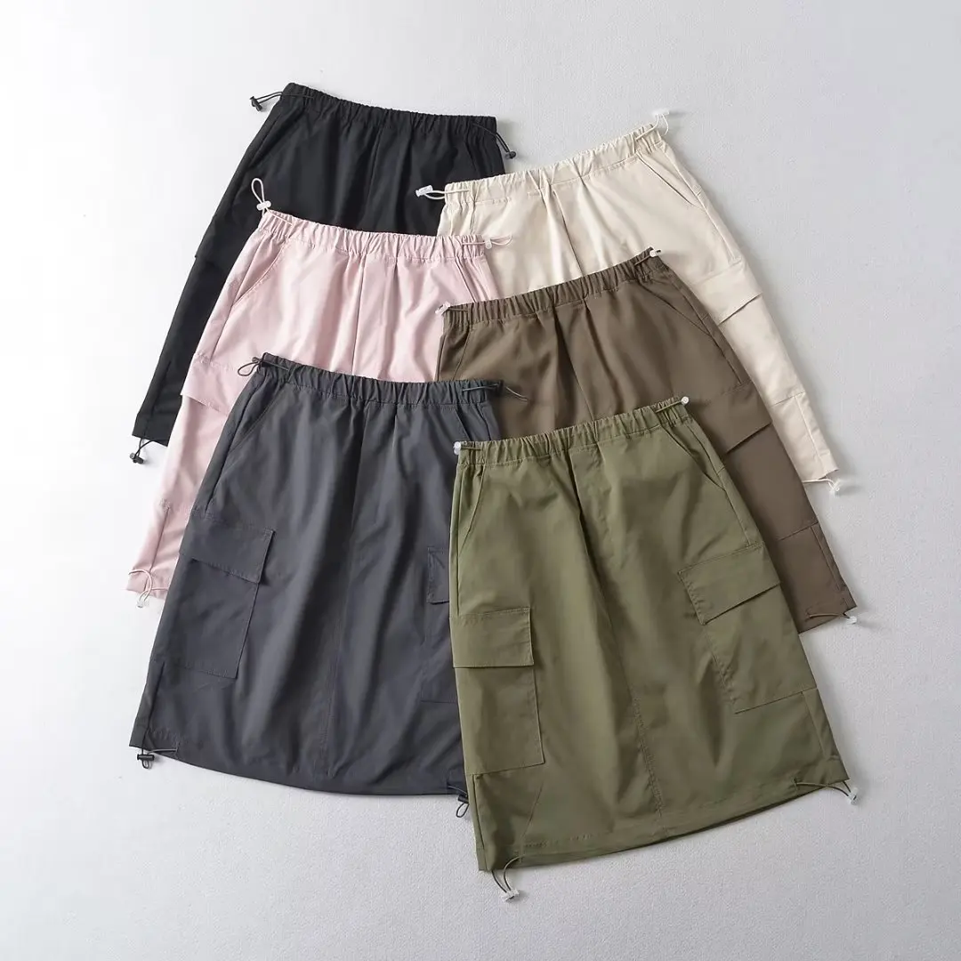 Américain rétro vêtements de travail taille haute a-ligne jupe femmes été polyvalent minceur décontracté en plein air ket jupe