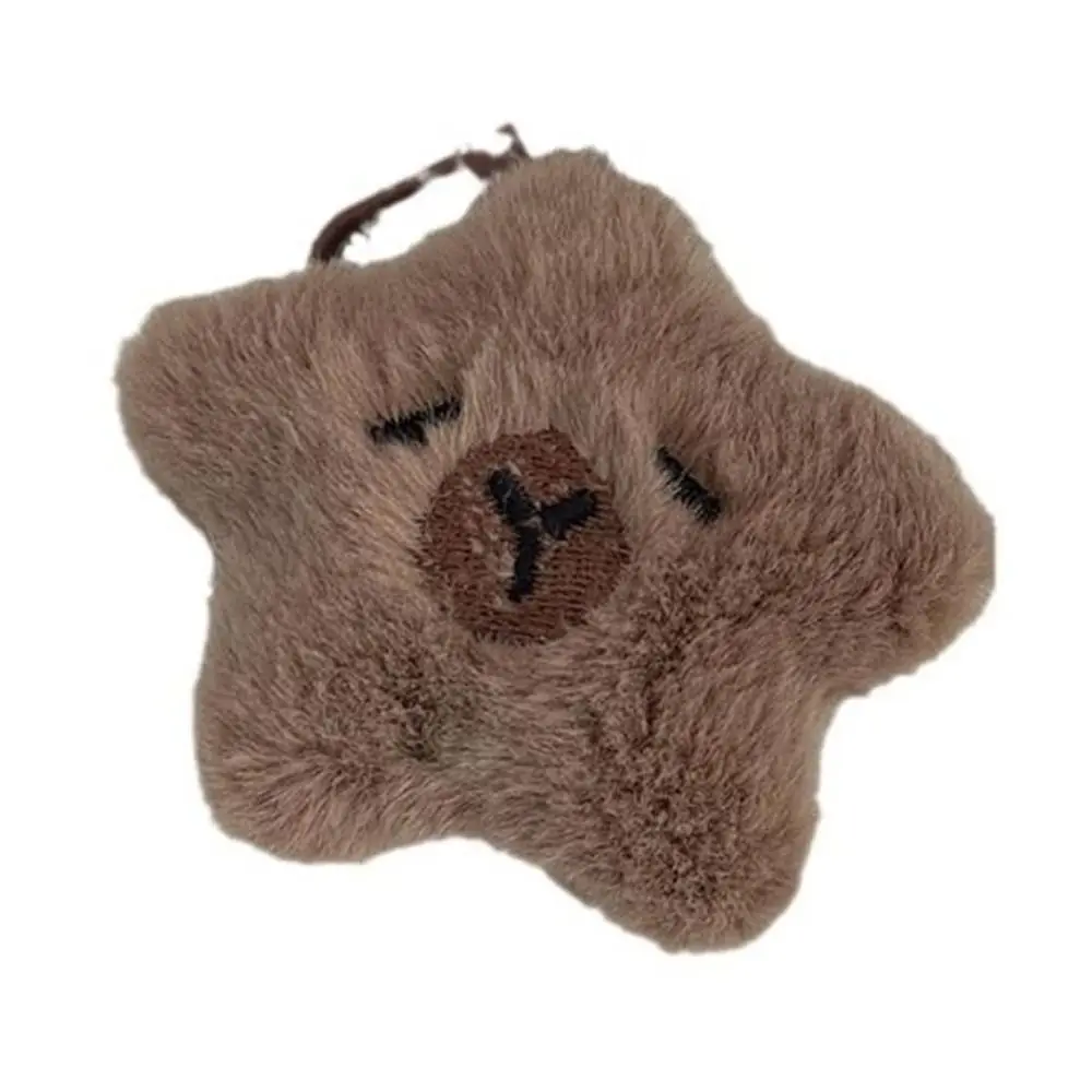 Soft Capybara Plush Keychain Stuffed Cartoon Capibara Doll Plush Keyring Pentagram Hape Simulation Chirping Kapibara Pendant