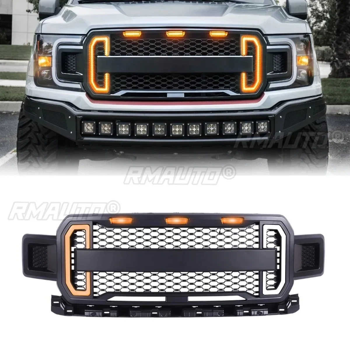 

Front Bumper Grill Compatible With Ford F150 Raptor 2018-2020 Body Kit Racing Grills Grill Grille Car Part