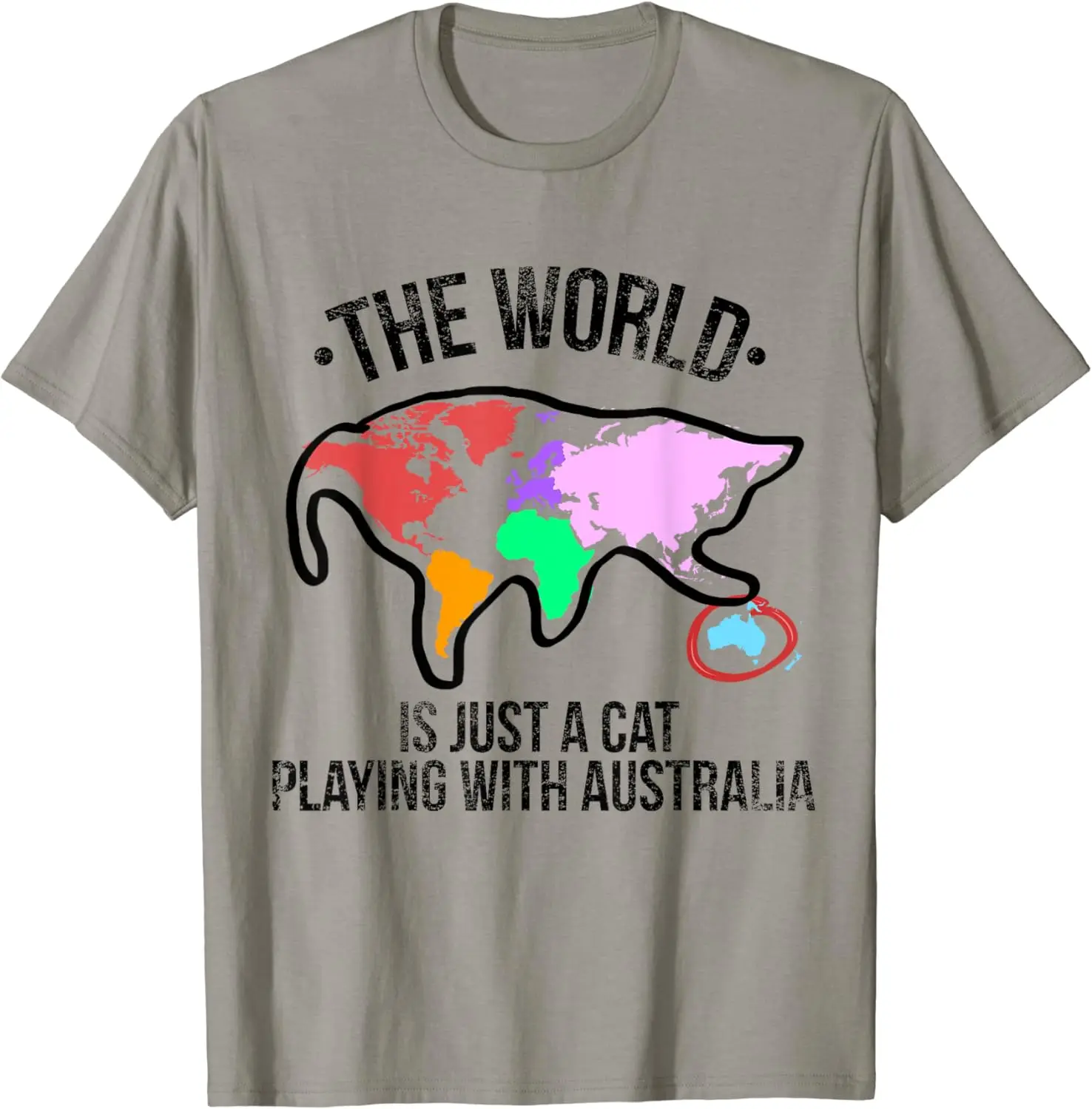 The World Is A Cat Playing With Australia Short Sleeve T-shirt