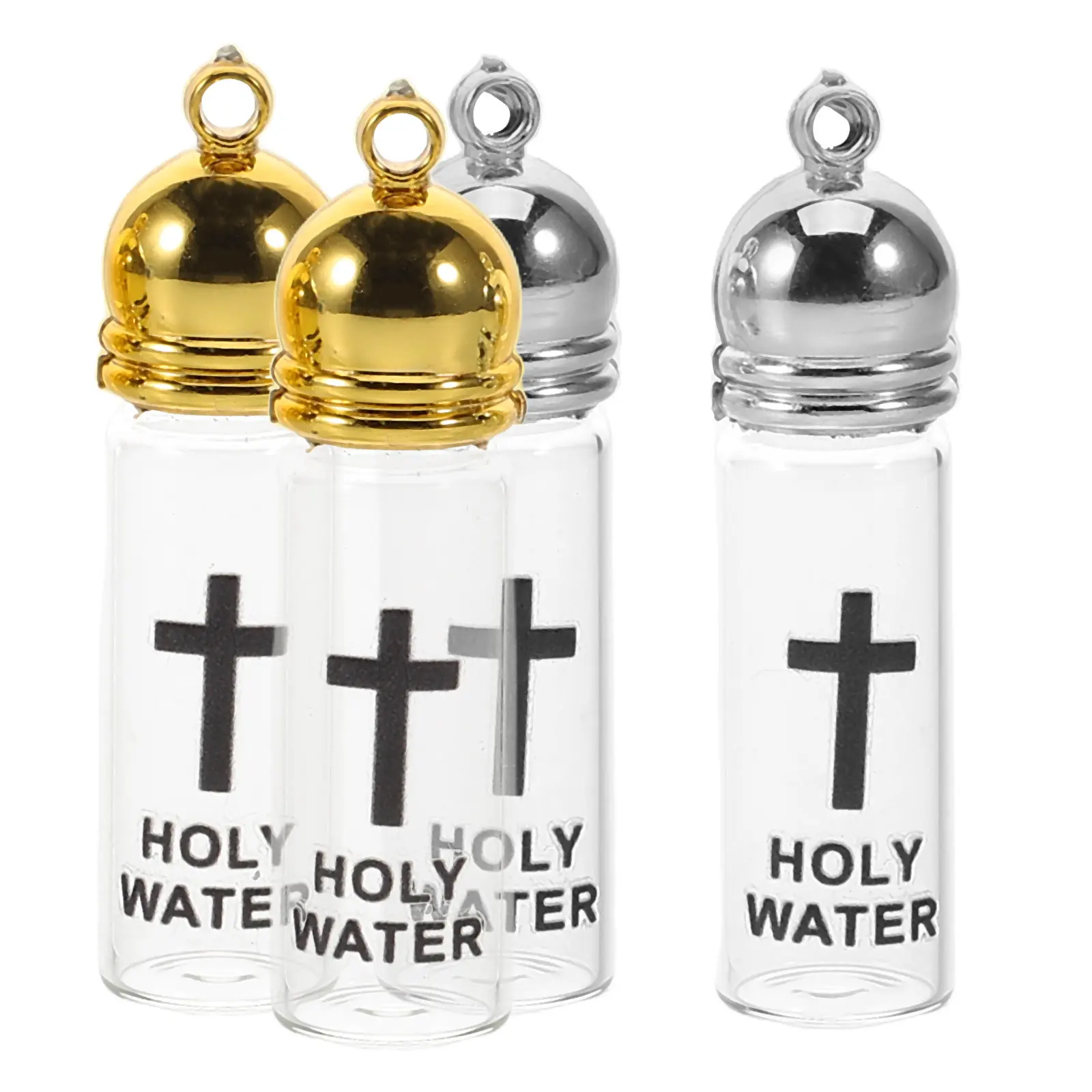 

4 Pcs Hanging Holy Water Bottles Glass Bible Empty Christian Baptism Decorations Church