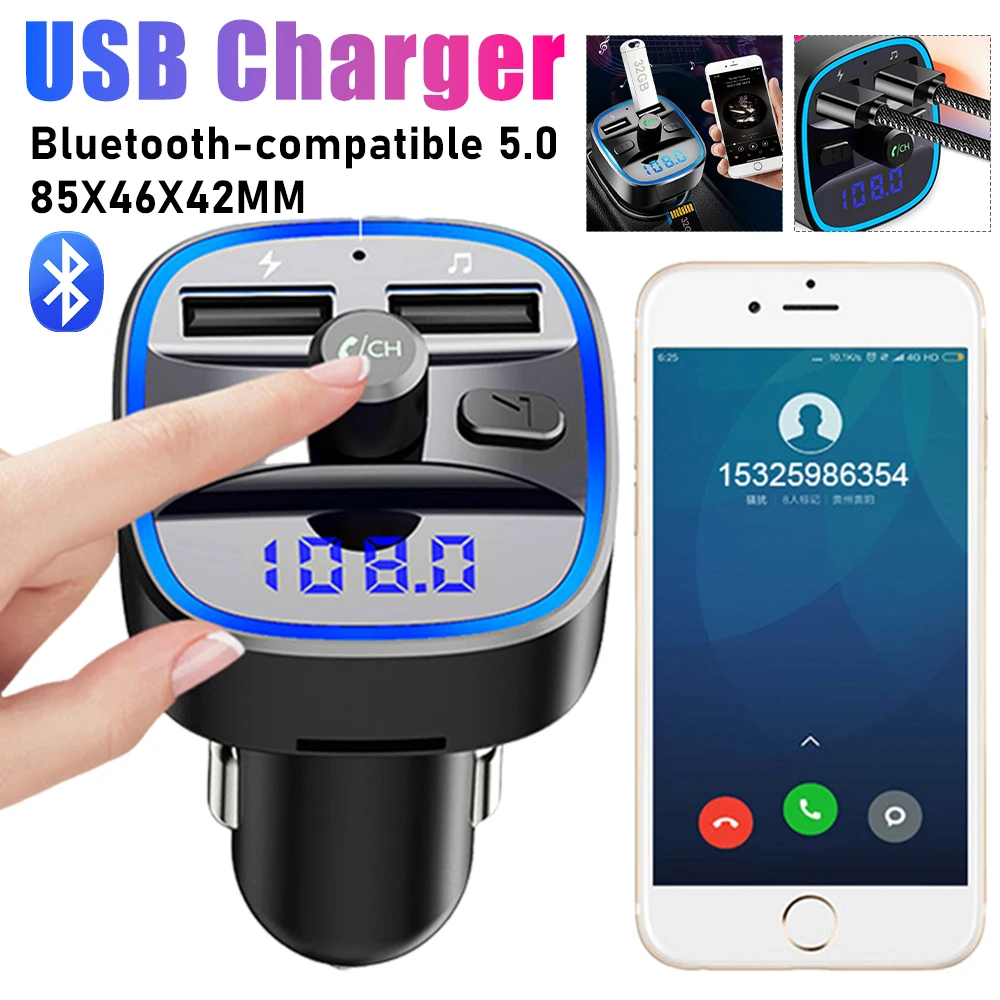 T25 MP3 Player Car Fast Charging Dual USB Charger Bluetooth-compatible 5.0 Multi-functional Classic Dual USB Cars Electronics