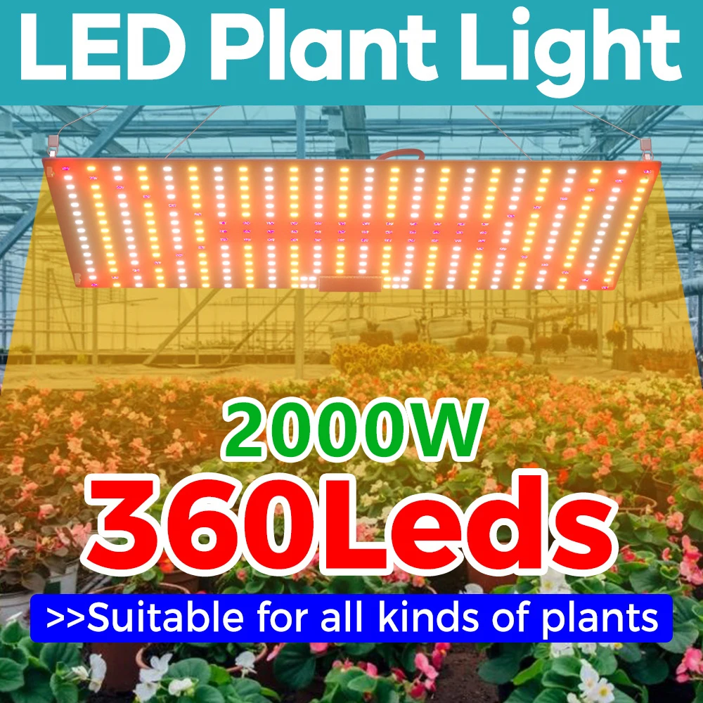

Квантовая светодиодная фитолампа 2000 Вт для растений (вегетация и цветение), с вилкой EU, полный спектр, для гидропоники, теплиц и цветов