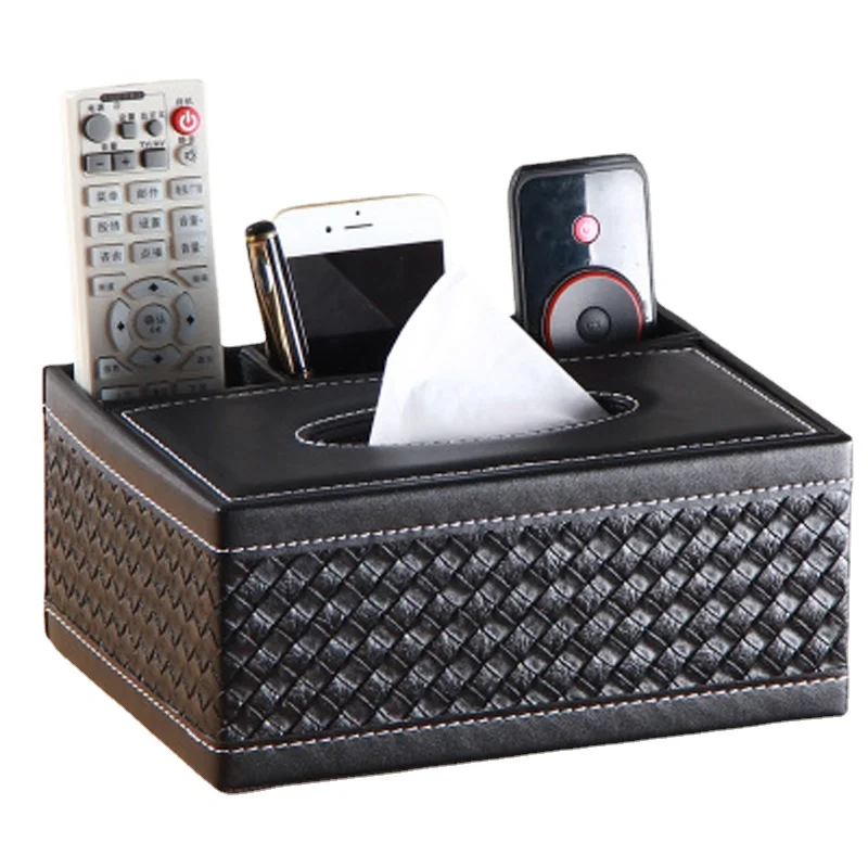 

Leather Tissue Box Cover Desk Makeup Cosmetic Organizer Remote Controller Phone Holder Home Office Tissue Paper Napkin Holde