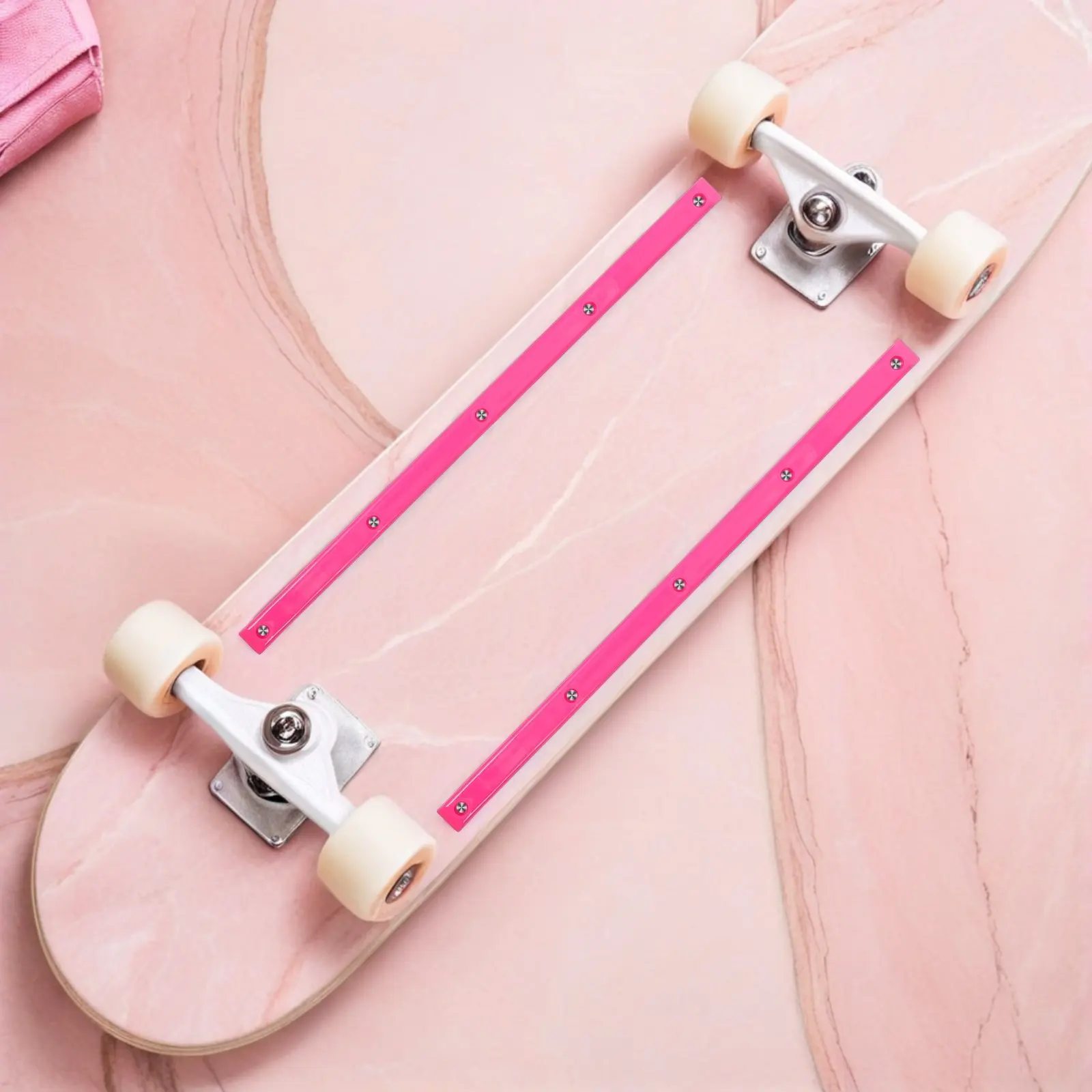 

2pcs Skateboard Guards 14.15X0.67'' Pink Deck Edge Bumper For Longboard Shock Absorption Rail Guards Skateboard Accessories