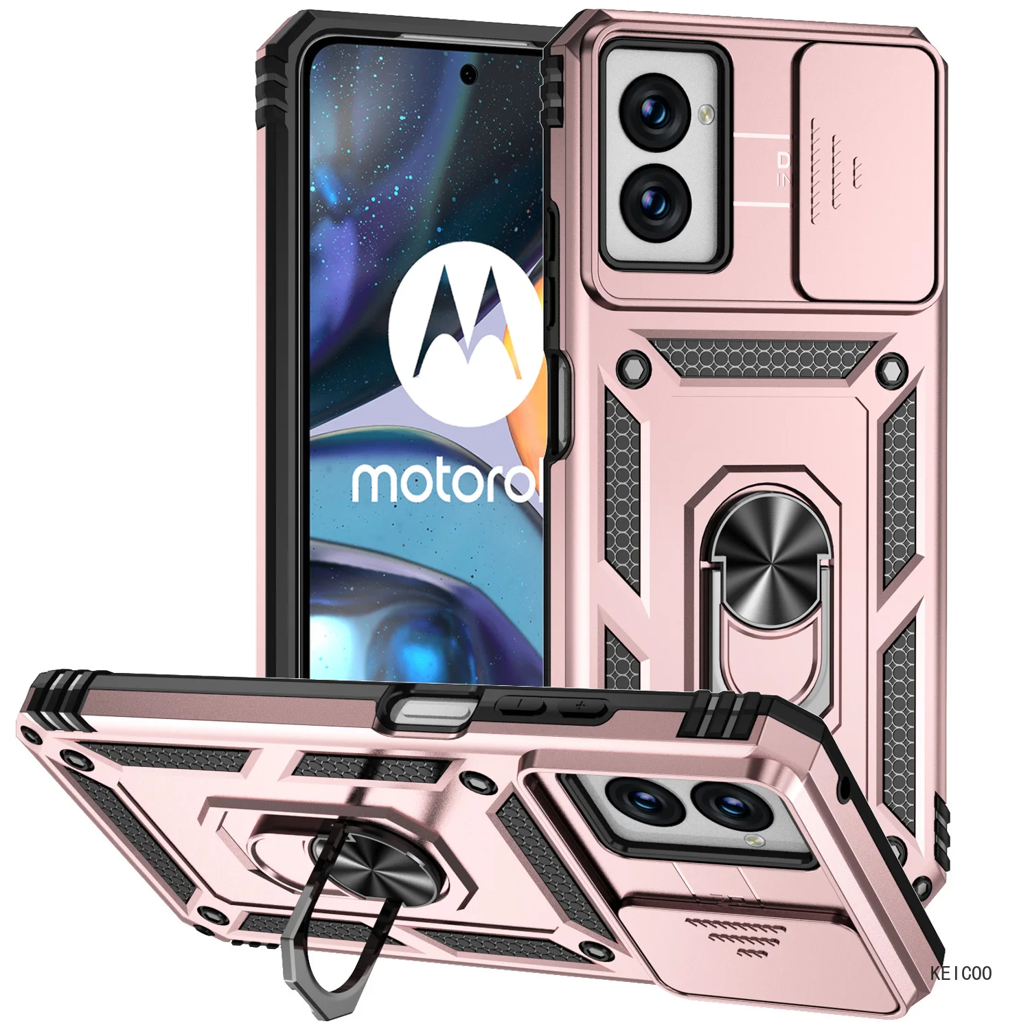 Solid Color Non-slip Phone Shell for Motorola Moto G Power 2024  Cover Military Push Window Car Bracket  Case