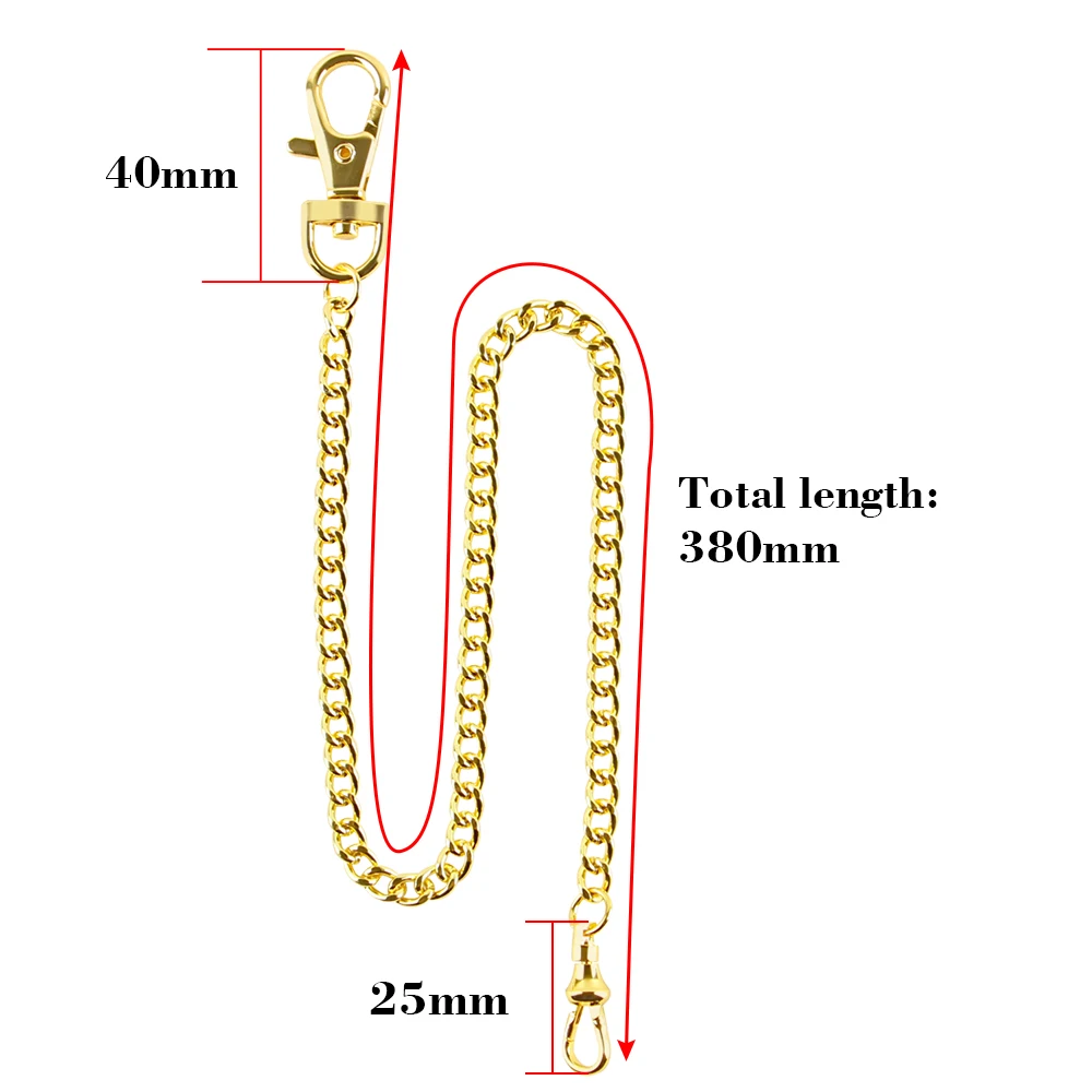 Men\'s 37.5cm Albert Pocket Watch Vest Chain with Circle Spring Clasp Chain Pocket Watch Vintage Metal Steel Chain Accessory