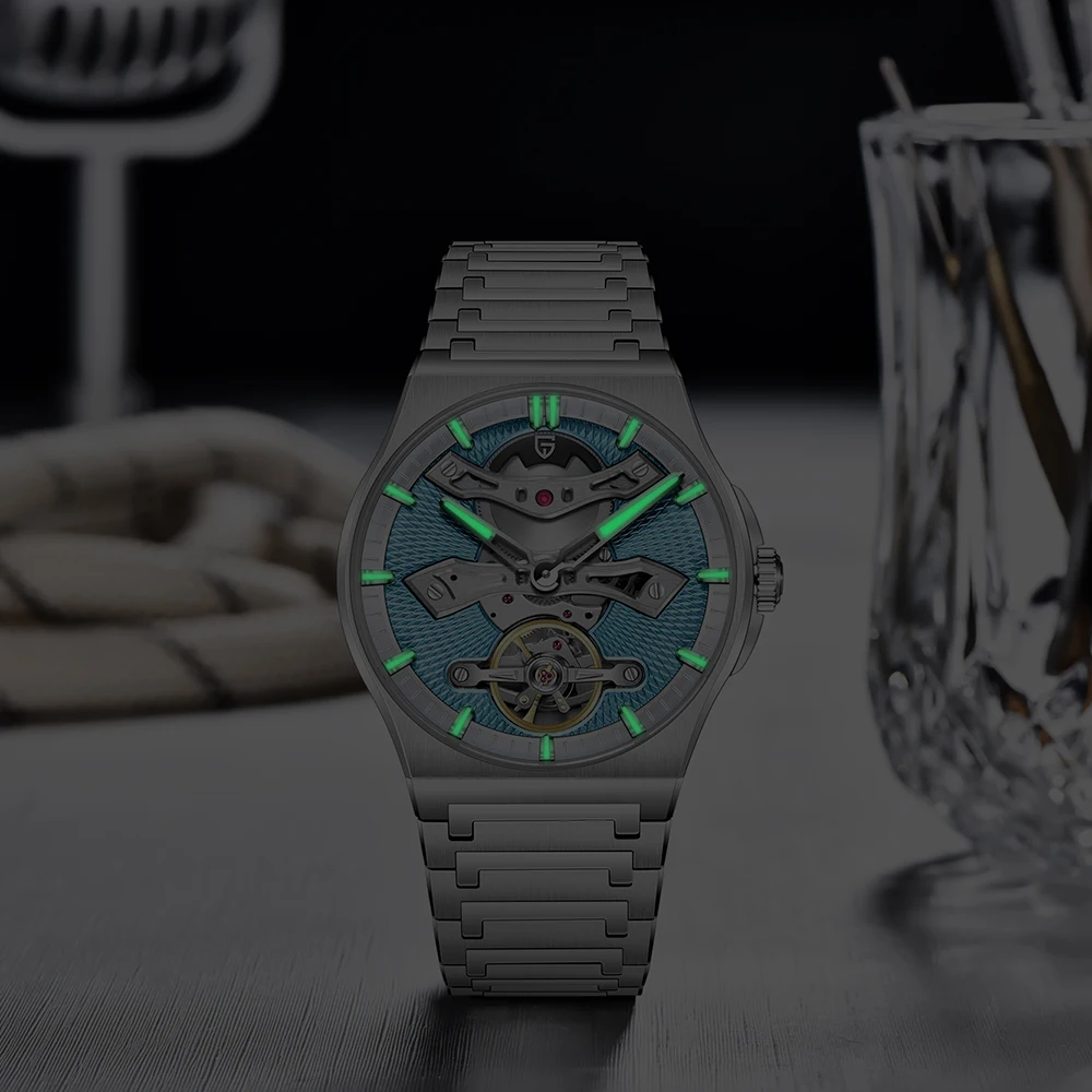 2025 جديد PAGANI تصميم 42 مللي متر أفضل توربيون الياقوت ساعة زجاجية الميكانيكية التلقائي الفولاذ المقاوم للصدأ مقاوم للماء الساعات للرجل #5
