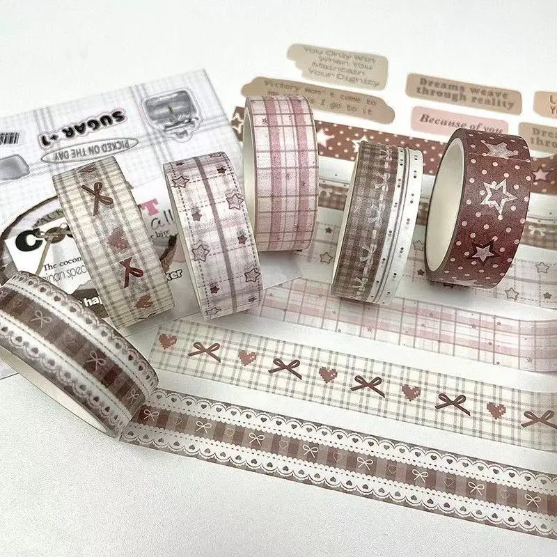 1,5 cm x 5 m Retro-Themen-Washi-Tape mit Blumen- und Karomuster für DIY-Scrapbooking, Journal, Handarbeiten, Geschenkdekoration. – Detail 4