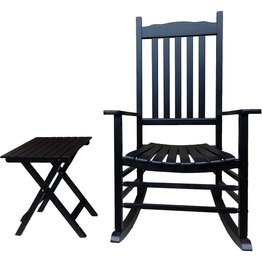 Kursi goyang kayu hitam - s001bk kursi goyang teras/kursi goyang luar ruangan dengan meja samping - set isi 2 pcs dengan harga bagus!! !