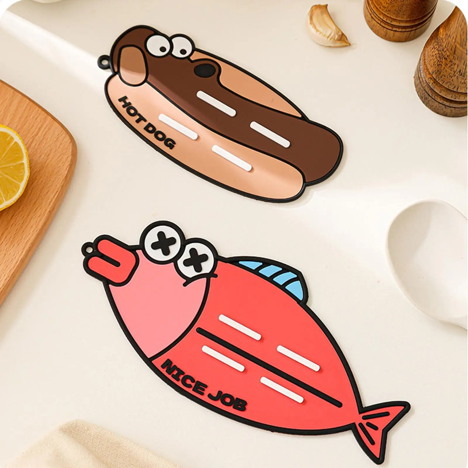 Hot Plate Mat Cartoon Cute Silicone Non-slip Drying Pad Kitchen Counter Drying Mat For Home Restaurant Under Draining Counter