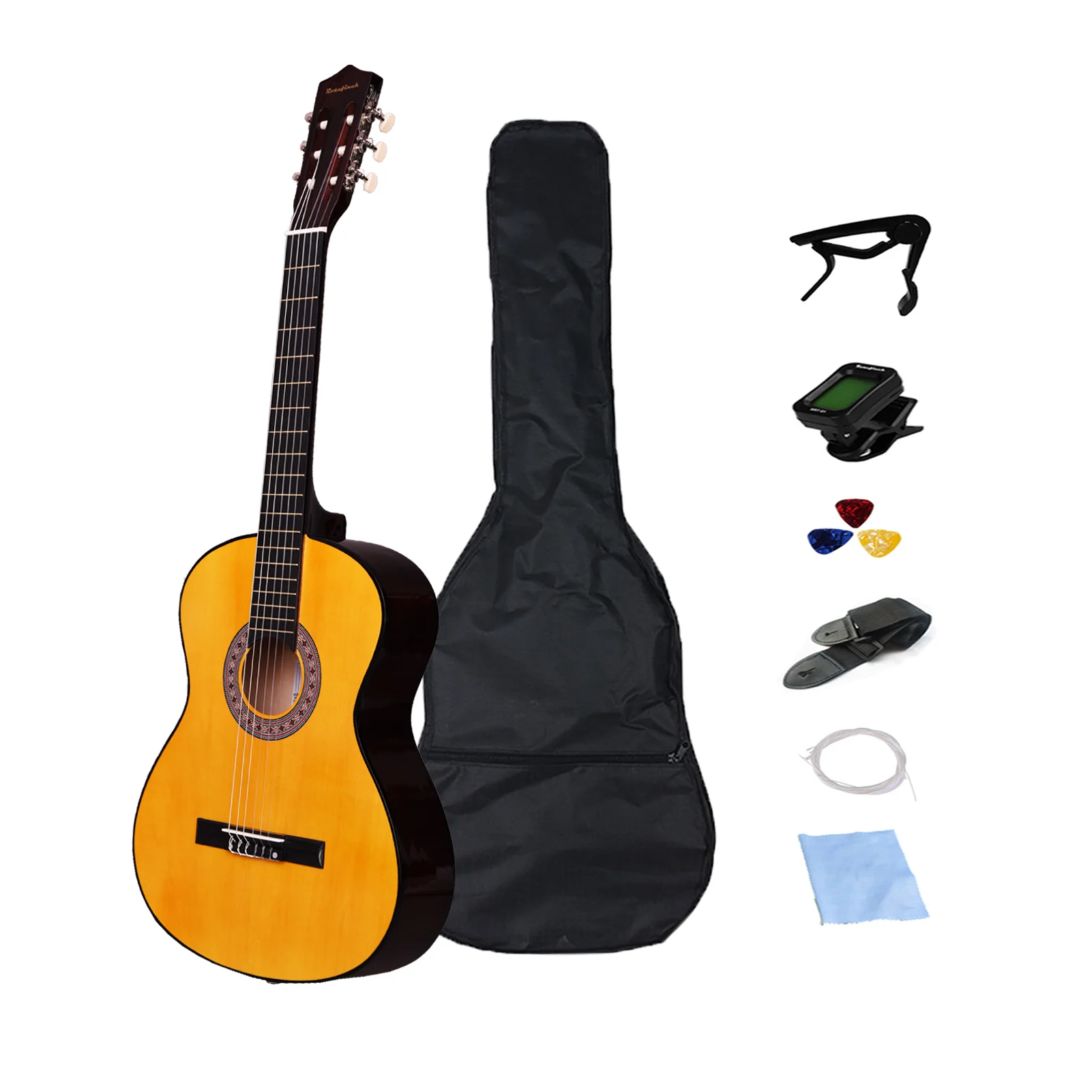 Full Pack Classical Guitar 30/39 inch Nylon String Guitar Black Wooden Guitarra For Beginners Free Bag Capo Strings Picks Tuner