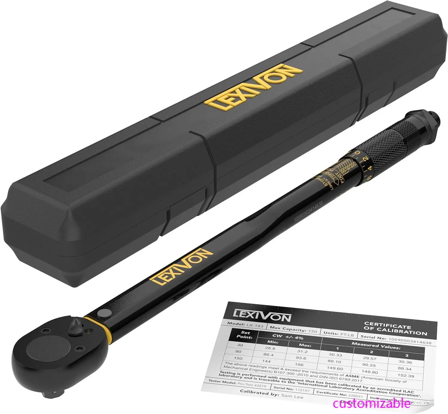 Torque Wrench 1/2-Inch Drive Click 10~150 Ft-Lb/13.6~203.5 Nm (LX-183)