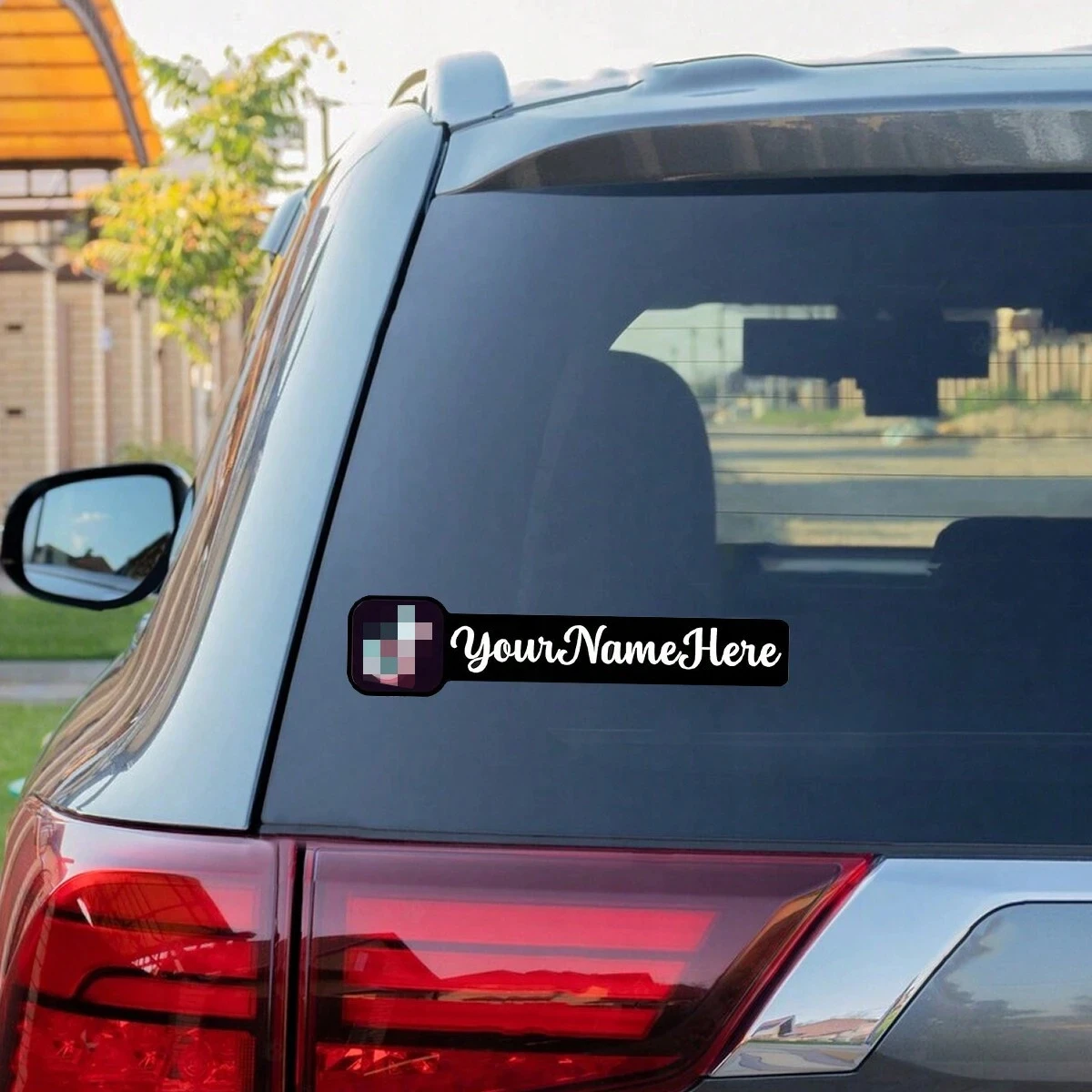 ملصقات موقع العنوان المخصص، اسم المستخدم، العلامة التجارية، ملصقات السيارات بشعار الوسائط الاجتماعية، شخصية لك! خيارات الخط/اللون/الشعار #2