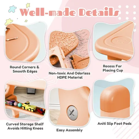 Детский учебный стол и стулья, обеденный стол для младенцев, детей дошкольного возраста, сверхпрочный детский стол 50 см х 80 см, розовый таблица активности купить - №5