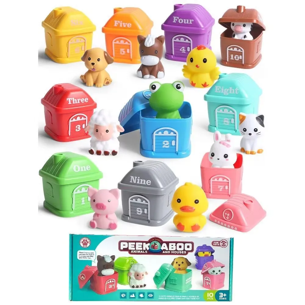 10PCS Montessori Farm Animals Finger Puppets Set | Educational Toys for 3+ Toddlers | Counting & Matching Barn Toys for Kids