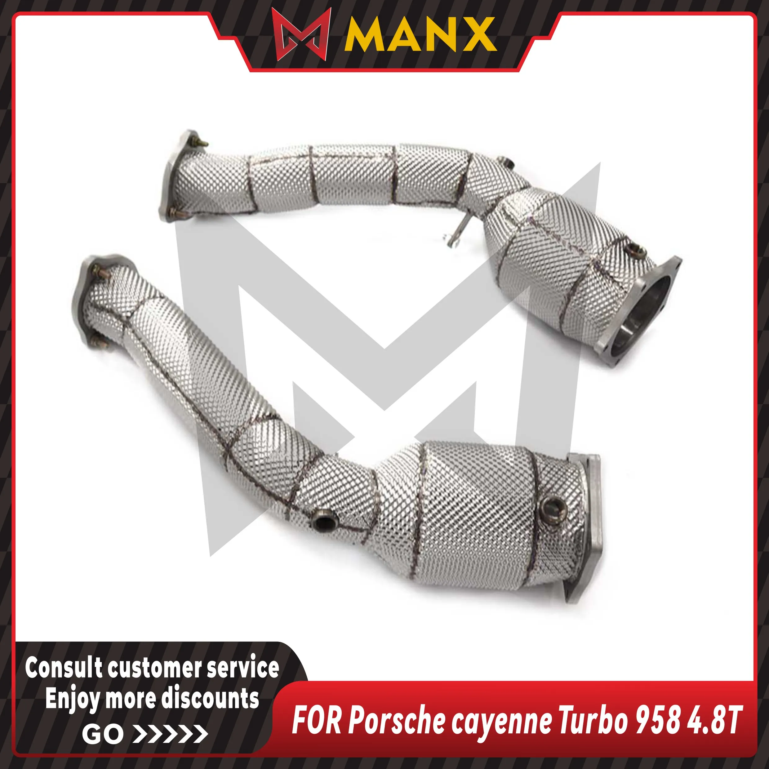 Suitable for Porsche cayenne Turbo 958 4.8T Stainless steel Downpipe with heat shield Performance exhaust fittings