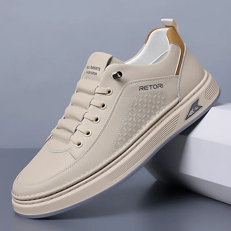 Spring Men Sneakers New Leather Breathable Casual Shoes Youth Korean Trend Versatile Beginner Sneaker Tenis Masculino De Lona