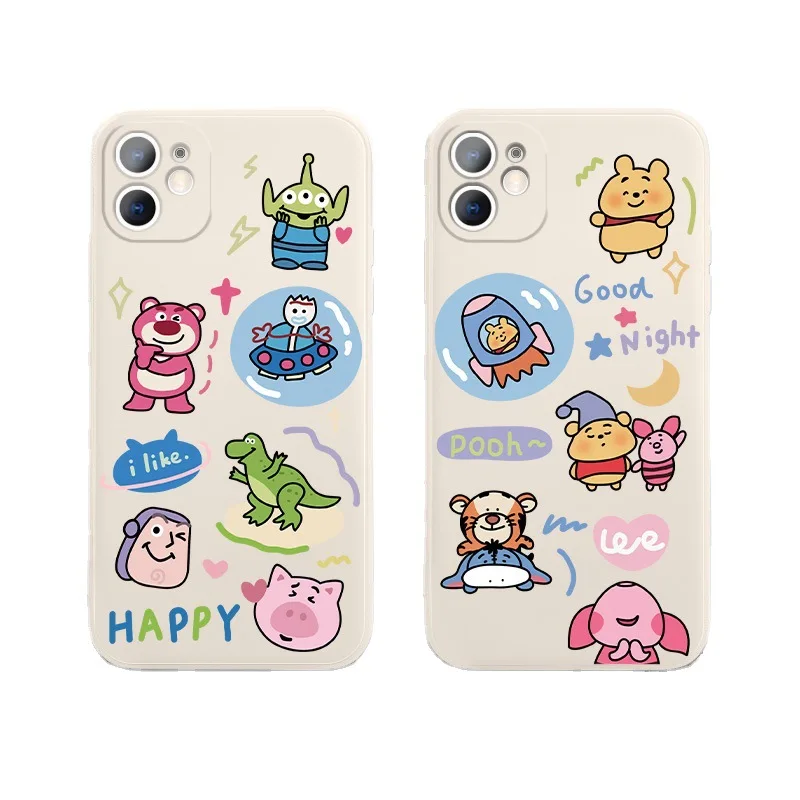 Cartoon Disney Winnie the Pooh Soft Case for iPhone 12 Pro 11 Pro XS Max X XR 7 8 Plus Back Cover Silicone TPU Anti-fall Shell