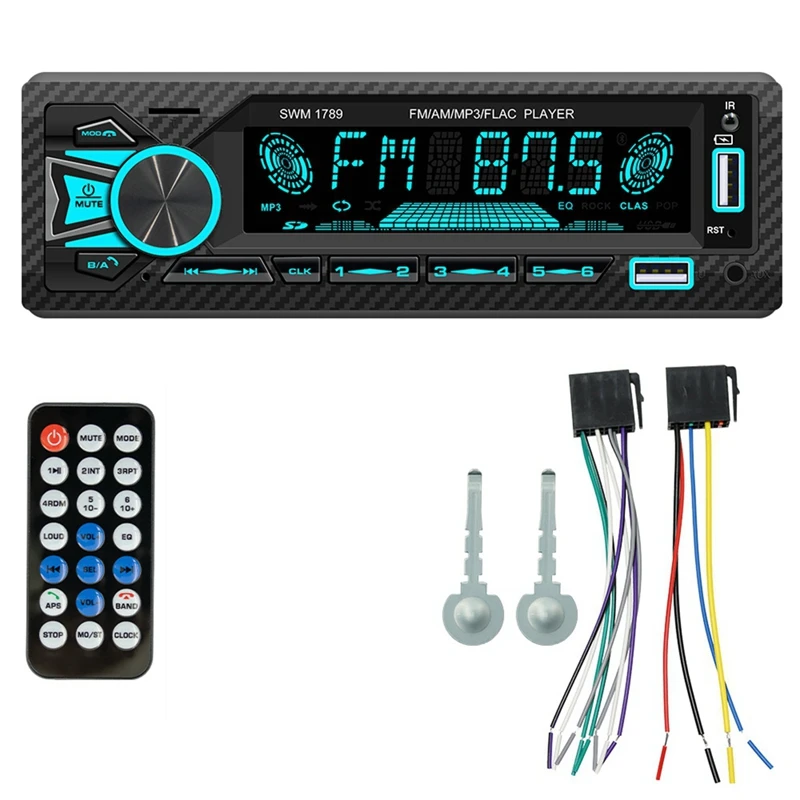 1Din Car Wireless Bluetooth 12V MP3 Player Card Inserted U Disk Multimedia Radio 7 Colourful Lights Radio+(English Manual)