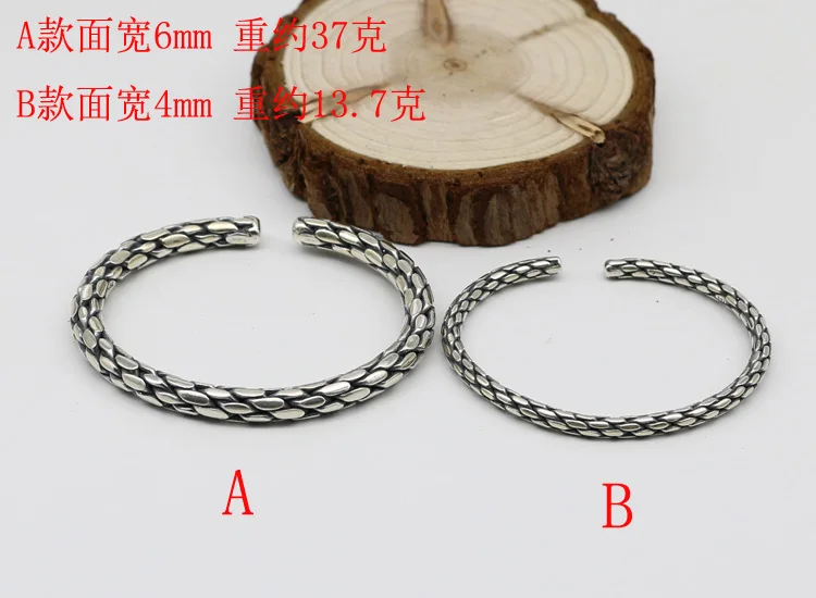 Original Design Pure Handmade Silver Jewelry s925 Sterling Silver Bracelet Women Vintage Old Fried Dough Twists Woven Open Silve