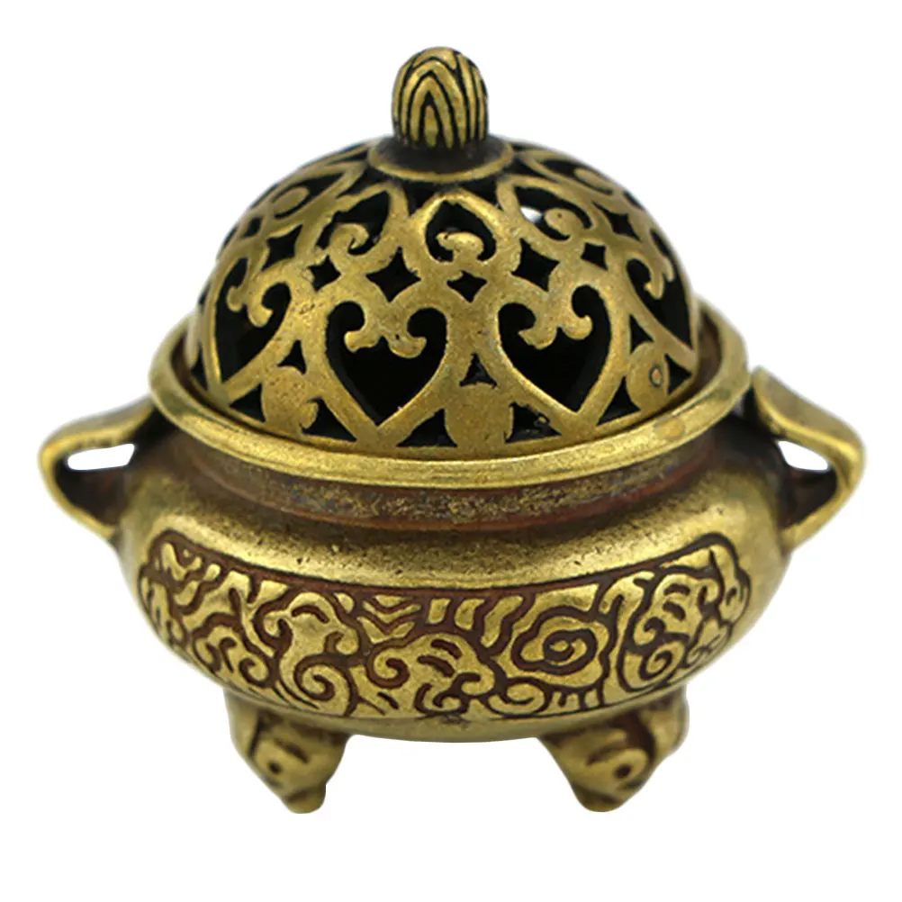 

1Pcs Brass Retro Mini Incense Holder Desktop Burner Home Office Study Yoga Meditation Room Censer Decorative Ash Catcher
