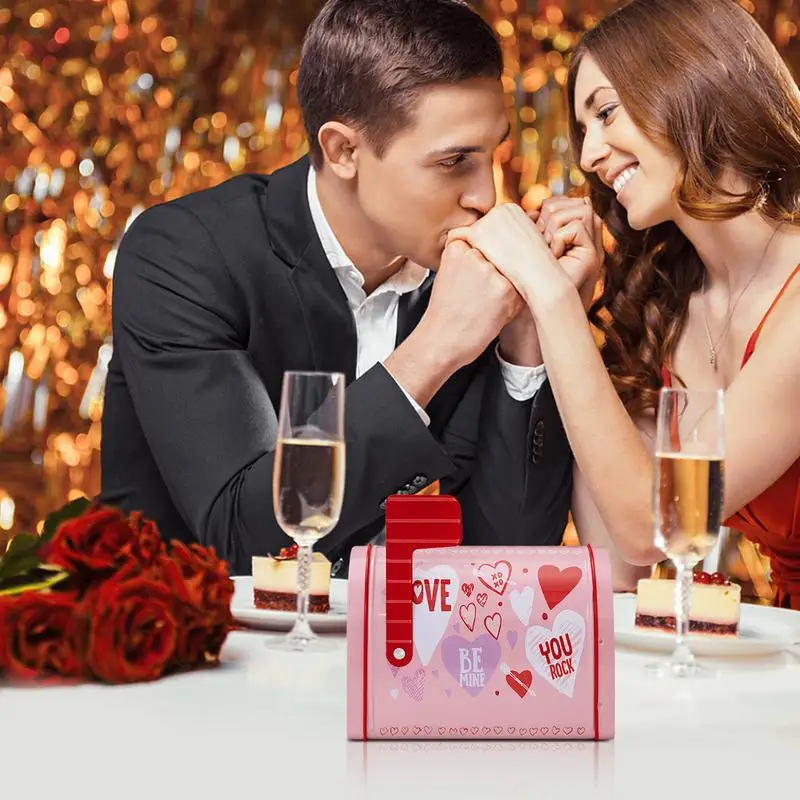 

Small Tinplate Mailbox Valentines Card Box Creative Valentines Mailboxes Compact Greeting Card Mailbox Classroom Mailbox Box For