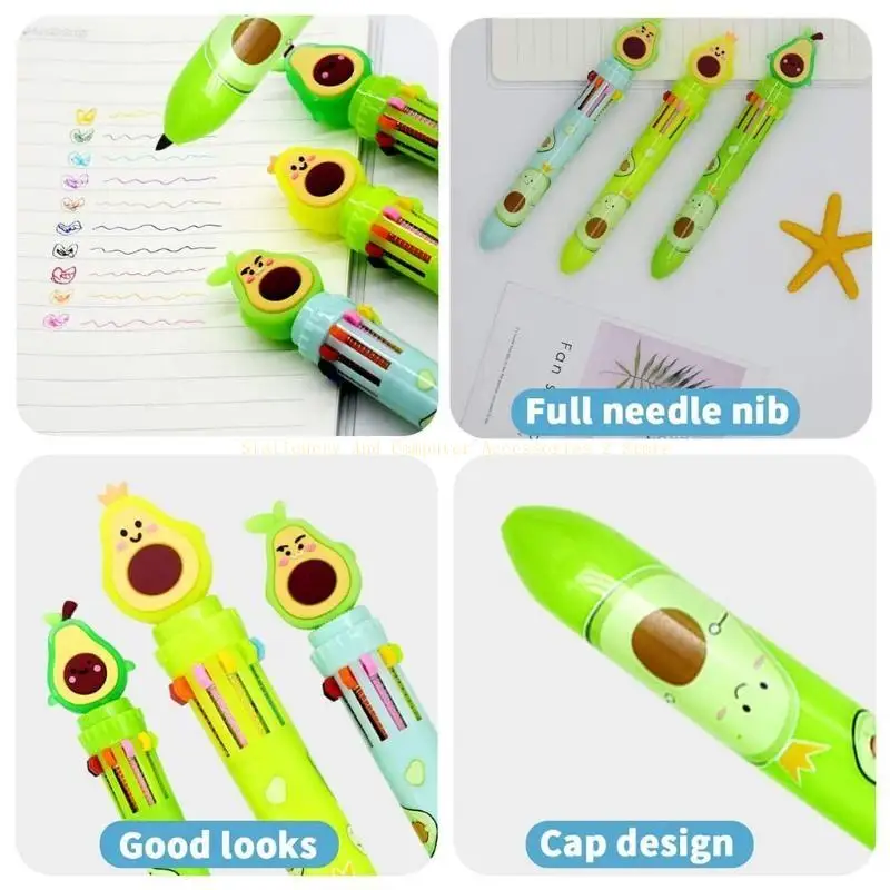 مجموعة من 9pcs Cartoon Point Point Abs قابلة للسحب قلم القلم الطالب للكتابة البالغة كتابة الملاحظة أخذ اللوازم