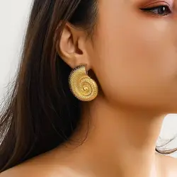 Desinger Big Conch Metal Conch Stud Earrings for Women Trendy Charms Ladies Jewelry 2023 Fashion Female Accessories Girls Gifts