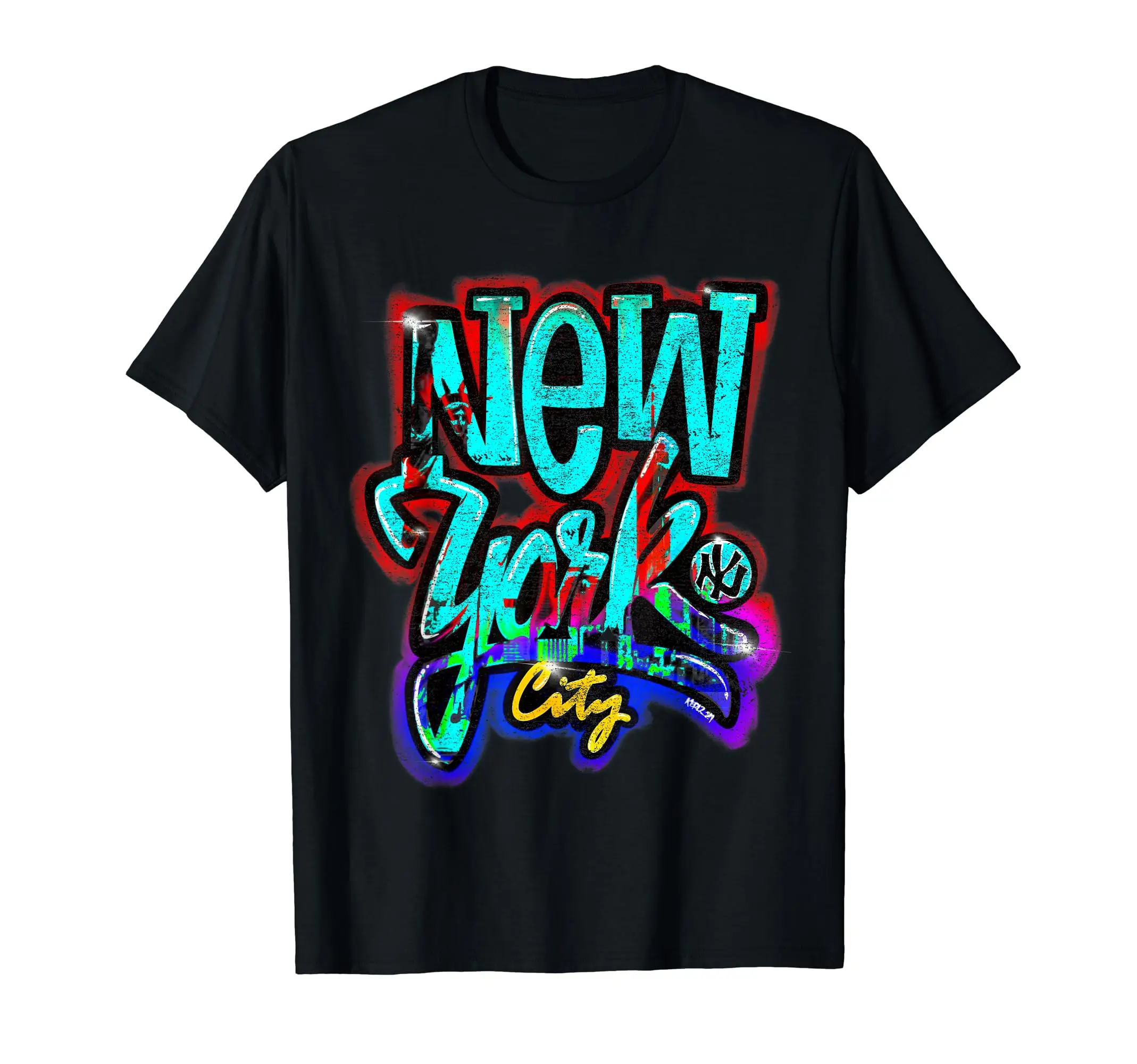 Graffiti Style New York City T-Shirt Men's Basic Short Sleeve Cotton Daily Travel Summer Breathable Casual Round Neck Sports