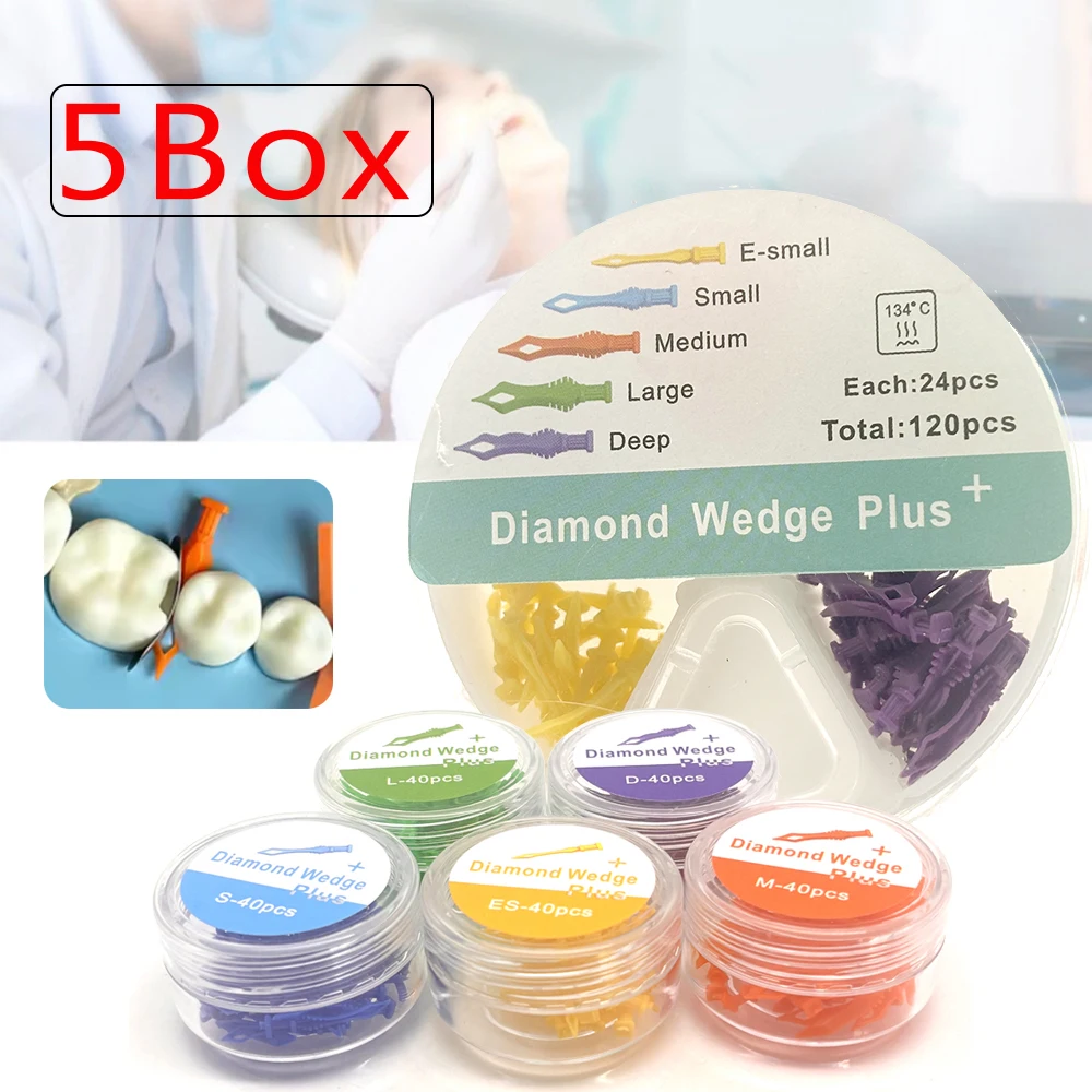 

5box Dental Diamond Surface Sectional Matrix Wedges for Interdental Gap Adaptation and Class II Restoration Material
